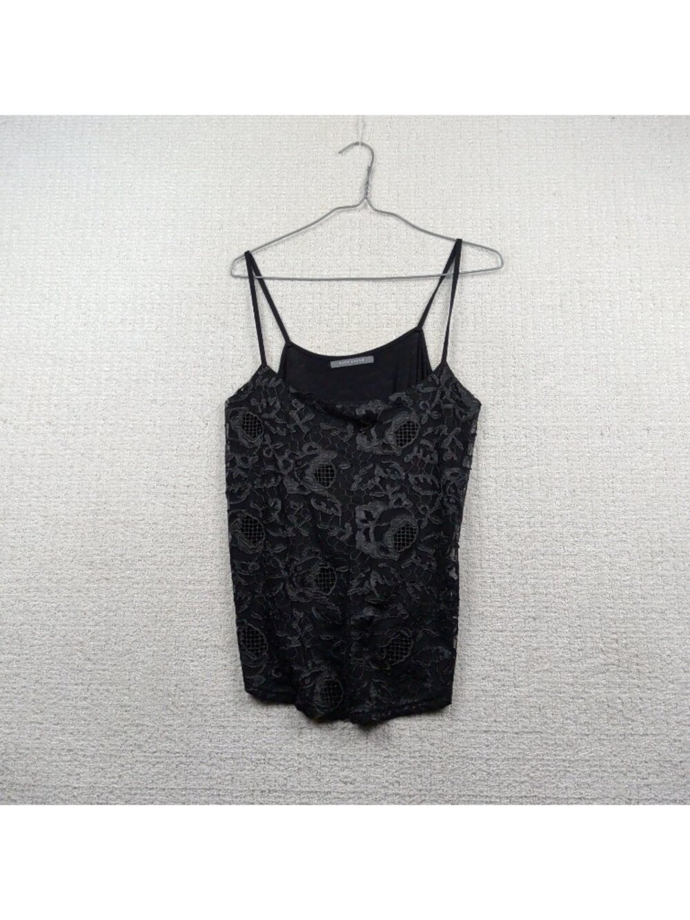 Y2K Black Floral Sheer Lace Cami Tank Top Fairy Grunge Whimsigoth Wom Size M